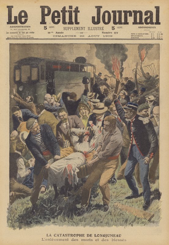 Desastre ferroviário em Longjumeau, França (cor litho) de French School