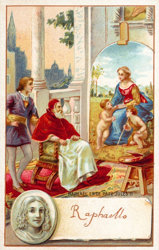 Rafael e o Papa Júlio II (chromolitho) de French School