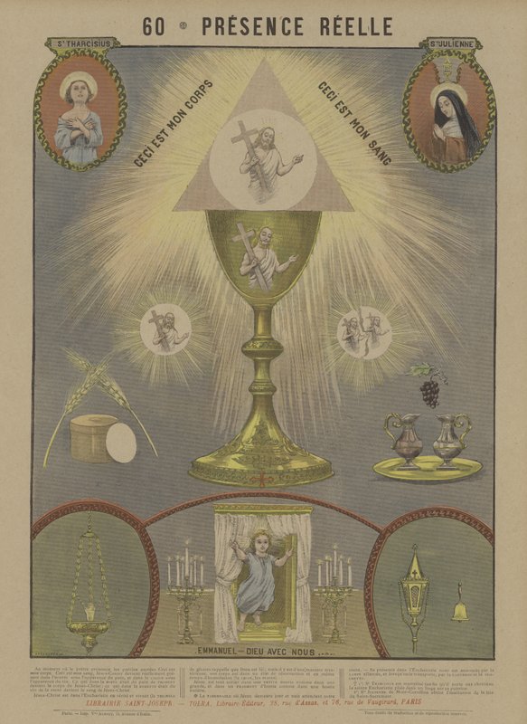 Presença real de Cristo na Eucaristia (cor litho) de French School