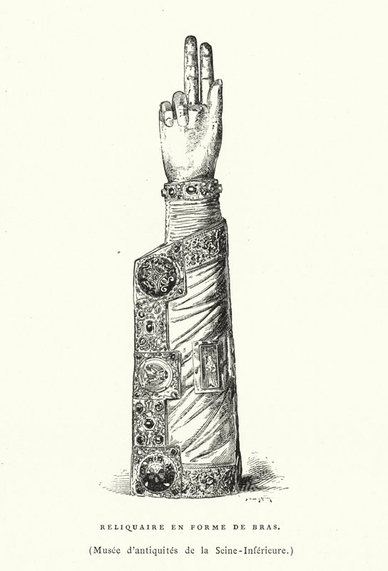 Reliquário em forma de braço (gravura) de French School
