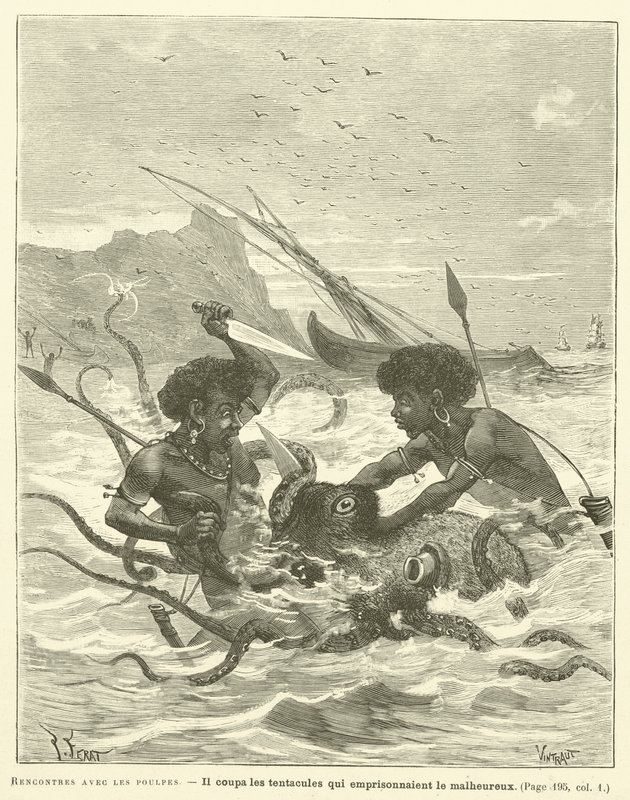 Rencontres Avec Les Poulpes (gravura) de French School
