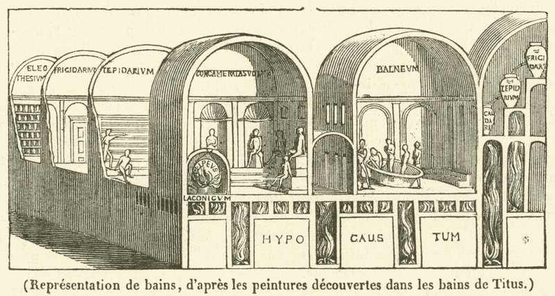 Representação de banhos (gravura) de French School