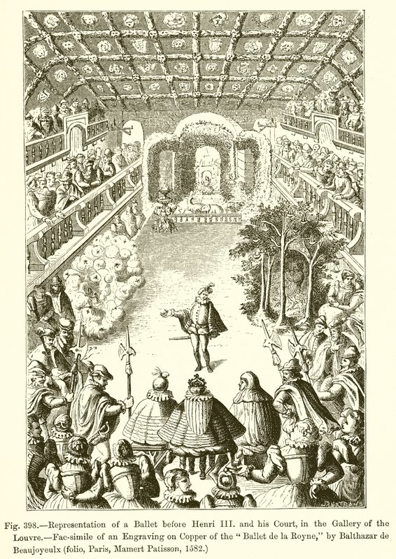 Representação de um Ballet antes de Henri III e seu Tribunal, na Galeria do Louvre de French School