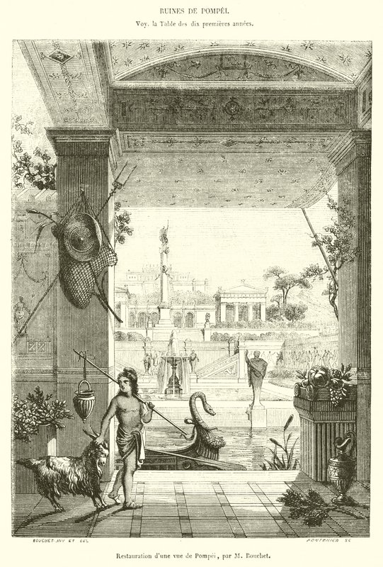 Restauração de uma vista de Pompeia (gravura) de French School