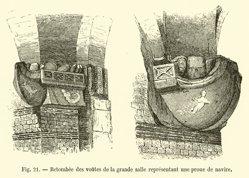 Caindo das abóbadas do Grande Salão representando um arco de um navio de French School