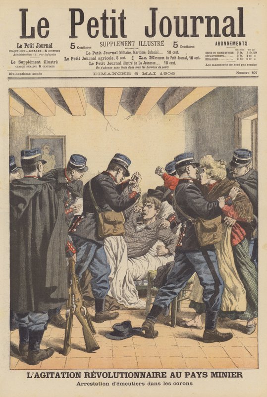 Agitação revolucionária nas minas de carvão de Nord-Pas-de-Calais, França (cor litho) de French School