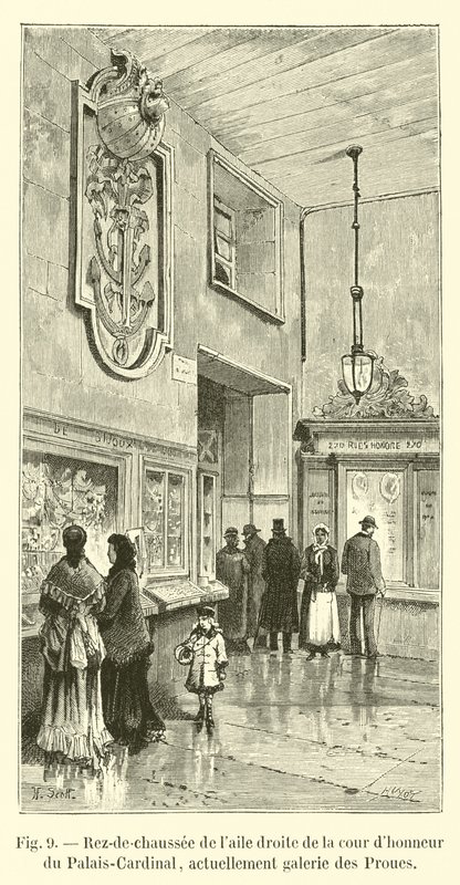 Piso térreo da ala direita do pátio do Palais-Cardinal, atualmente Galerie des Proues de French School