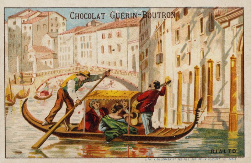 Ponte Rialto, Veneza (chromolitho) de French School