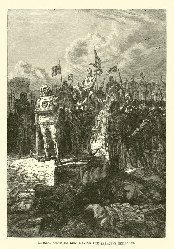 Richard Coeur de Lion tendo os sarracenos decapitados de French School