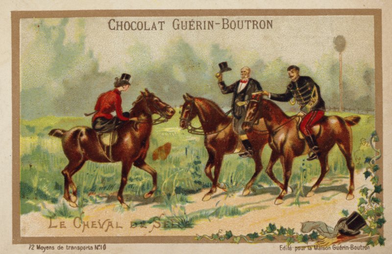 Cavalos de montar (cromolitho) de French School