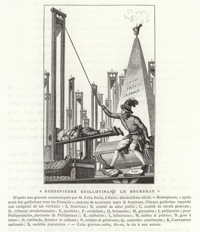 Robespierre guilhotinando o carrasco, Revolução Francesa de French School