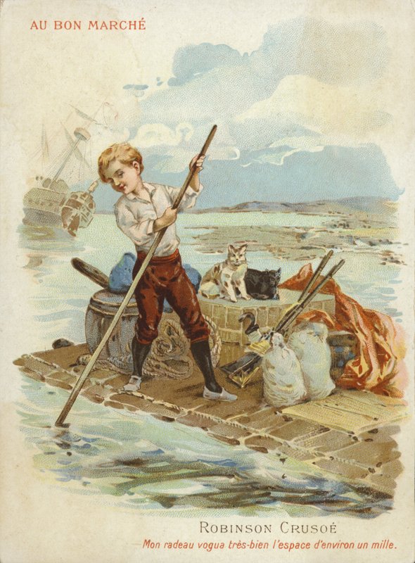 Robinson Crusoe em jangada. de French School