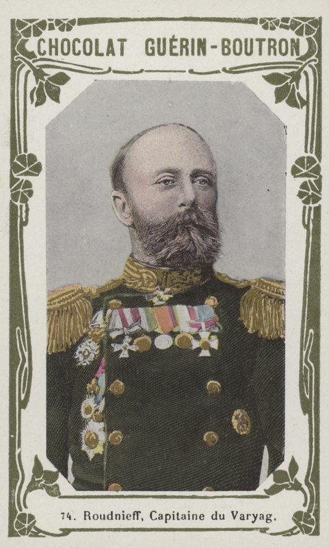 Roudnieff, capitão do Varyag (foto colorida) de French School