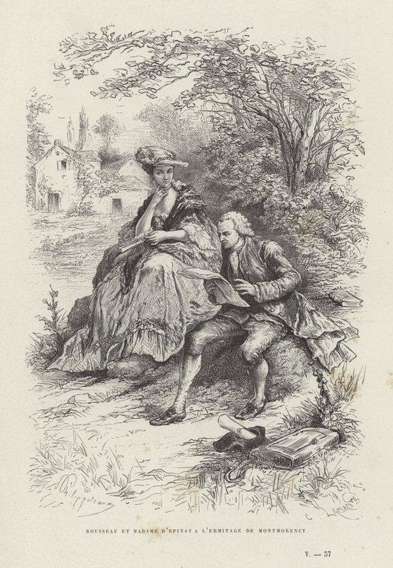 Rousseau e Madame DEpinay no LErmitage de Montmorency de French School