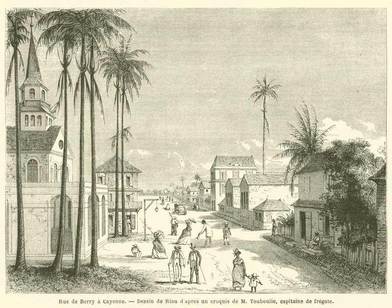 Rue de Berry em Caiena (gravura) de French School