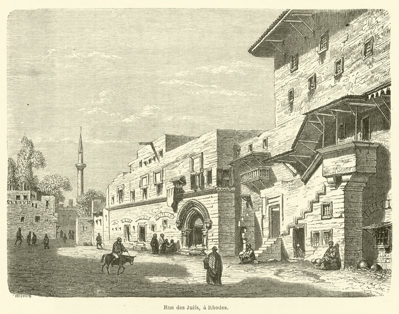 Rue des Juifs, a Rhodes (gravura) de French School