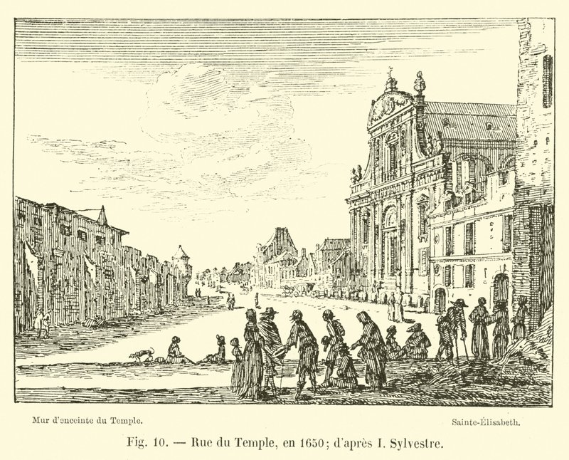 Rue du Temple, em 1650; dapres eu Sylvester de French School