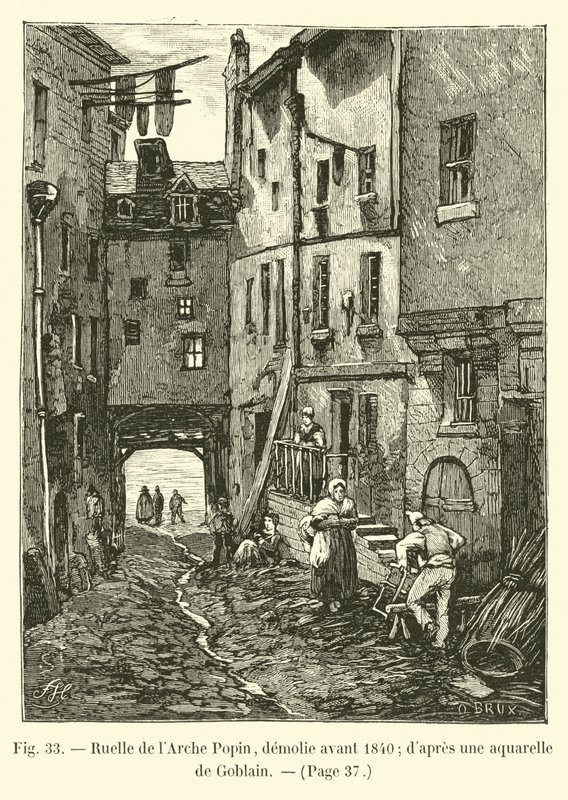 Pista do Arco Popin, demolida antes de 1840; dapres uma aguarela de Goblain de French School