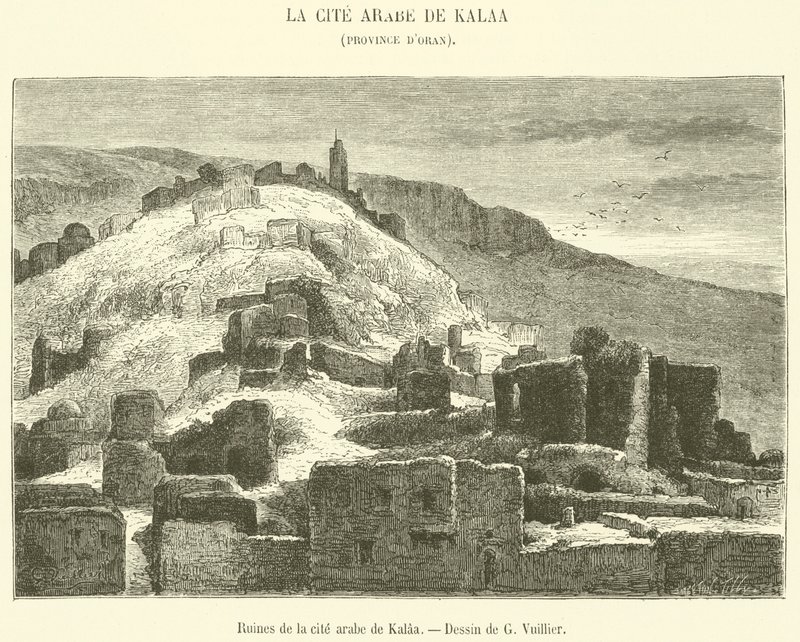 Ruínas da cidade árabe de Kalaa (gravura) de French School