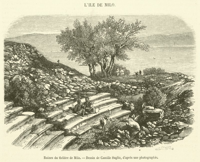 Ruínas do teatro de Milo (gravura) de French School