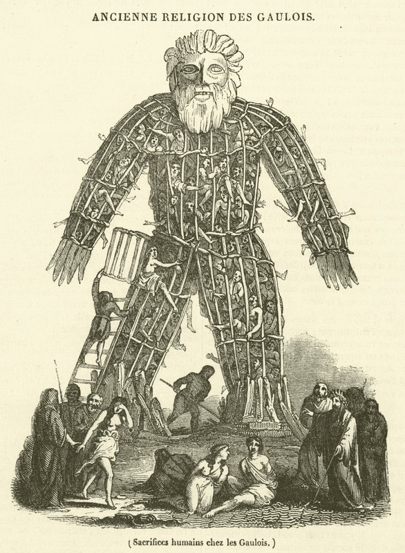 Sacrifício humano entre os Gauleses (gravura) de French School