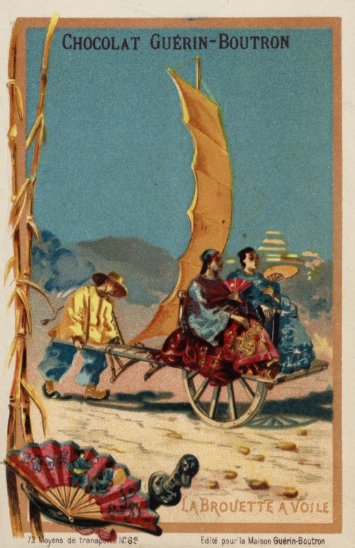 Carrinho de mão movido a vela (chromolitho) de French School