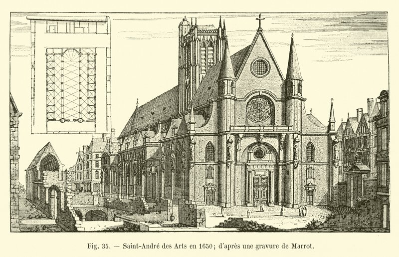 Saint-Andre des Arts em 1650; depois de uma gravura Marrot de French School