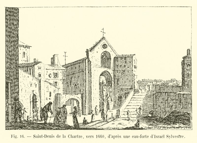 Saint-Denis de la Chartre, por volta de 1660, depois de uma gravura de Isrel Sylvester de French School