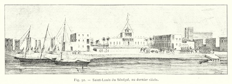 Saint-Louis do Senegal, no século passado (gravura) de French School