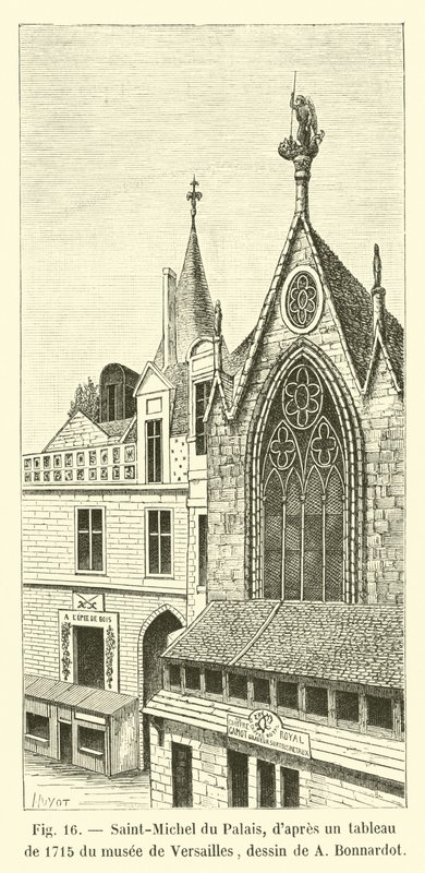 Saint-Michel du Palais, de uma pintura de 1715 do Museu de Versalhes, desenhando por A Bonnardot de French School