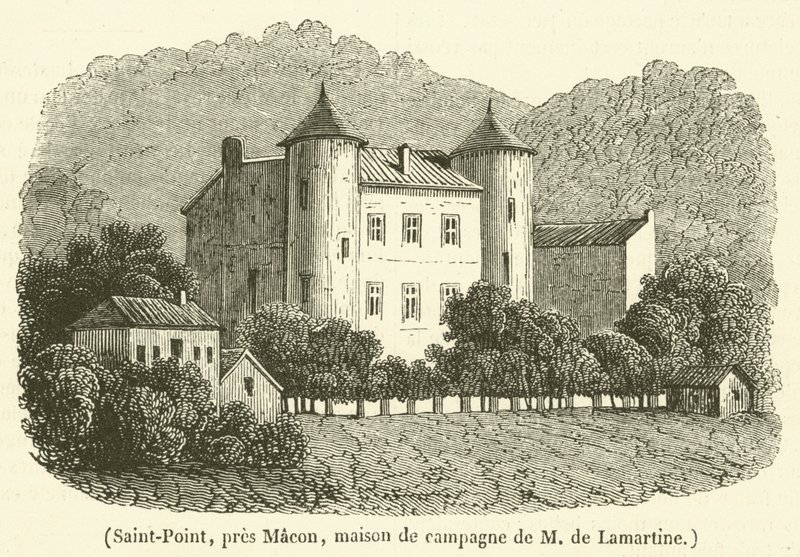 Saint-Point, perto de Macon, casa de campo de M de Lamartine (gravura) de French School