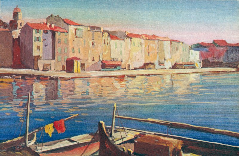 Saint Tropez: Vista do Quai Suffren (litografia a cores) de French School