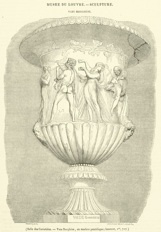Sala dos Caryatids, vaso Borghese, em mármore pentelic, altura, Im, 717 (gravura) de French School