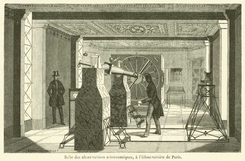 Sala de observação astronómica, no Observatório de Paris (gravura) de French School