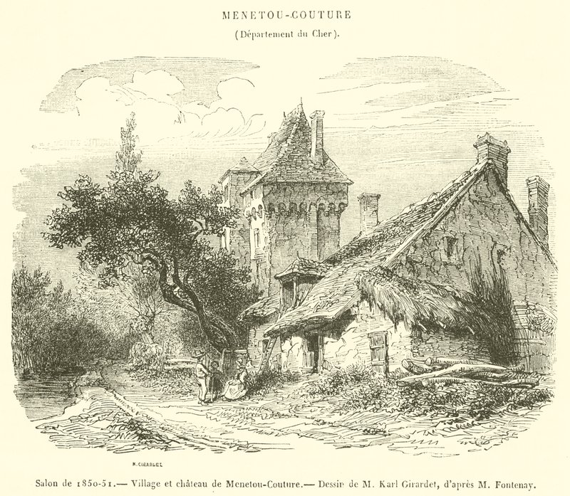 Salão de 1850-51, Aldeia e Castelo de Menetou-Couture (gravura) de French School