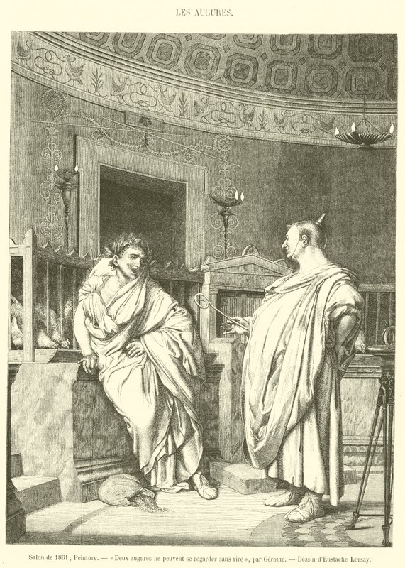 Salão de 1861, Pintura, Dois augúrios não podem olhar um para o outro sem rir (gravação) de French School
