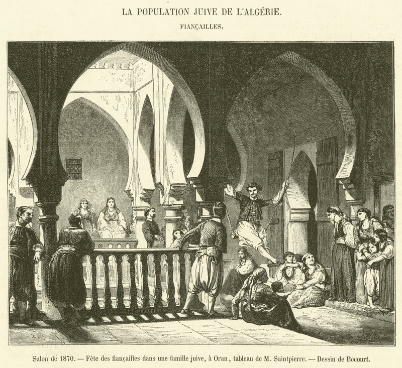 Salão de 1870, Festa de noivado numa família judaica, Oran (gravura) de French School