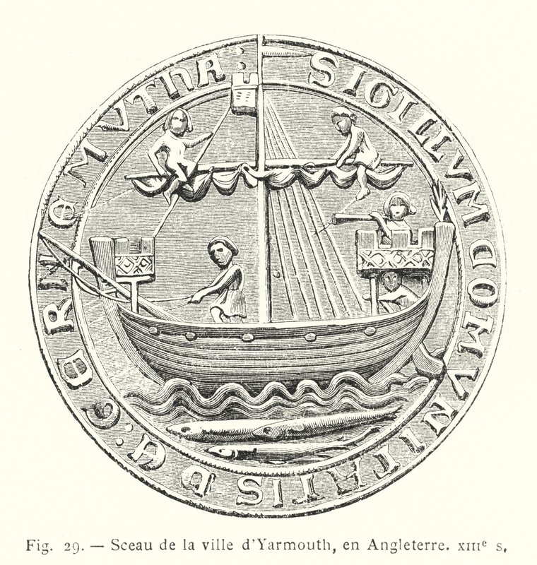 Selo da cidade de Yarmouth, Inglaterra, século XIII (gravura) de French School