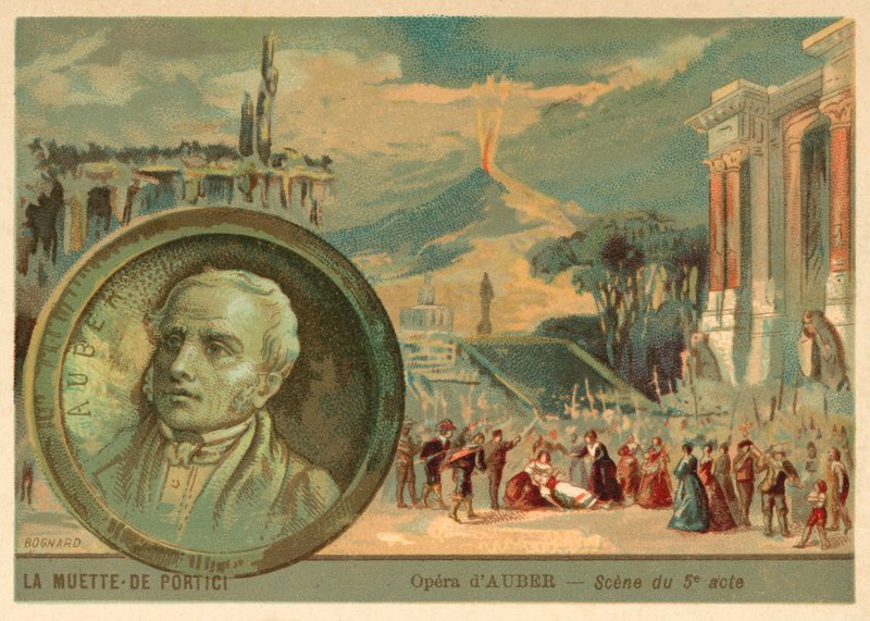Cena da ópera La Muette de Portici (cromolitho), de Daniel Auber de French School