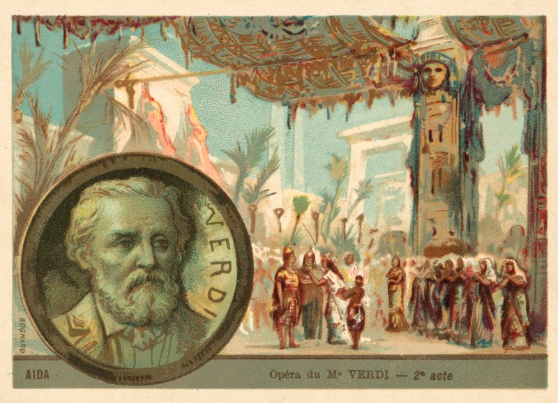 Cena da ópera Aida (chromolitho) de Giuseppe Verdi de French School