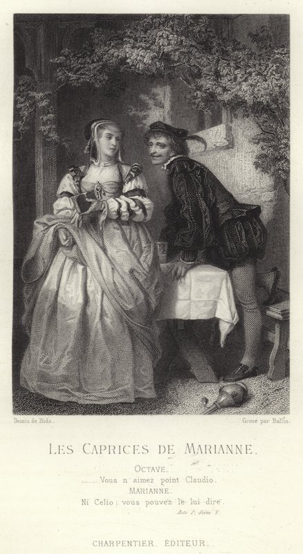 Cena de Les Caprices de Marianne, uma peça de Alfred de Musset de French School