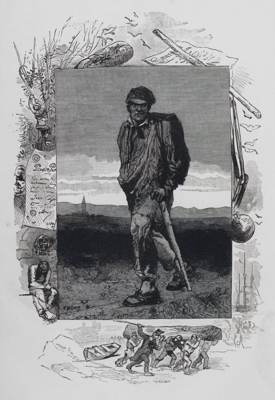 Cena de Les Miserables, de Victor Hugo: Jean Valjean (gravura) de French School