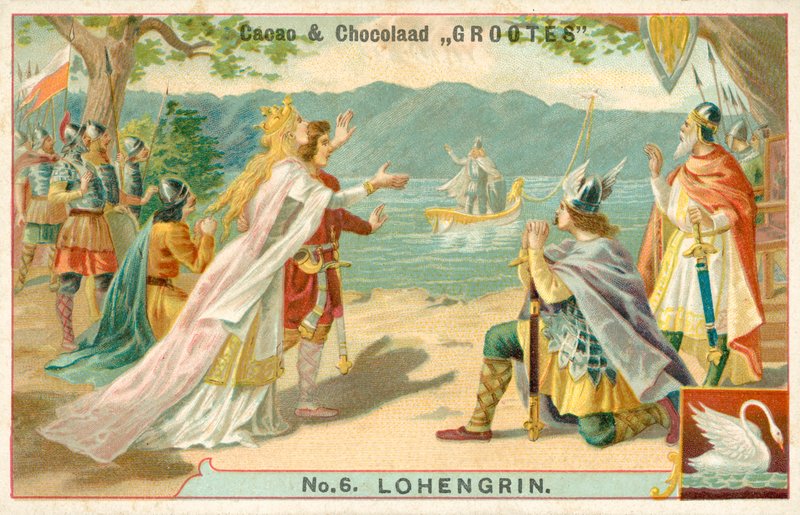 Cena da ópera Lohengrin (chromolitho) de Richard Wagner de French School