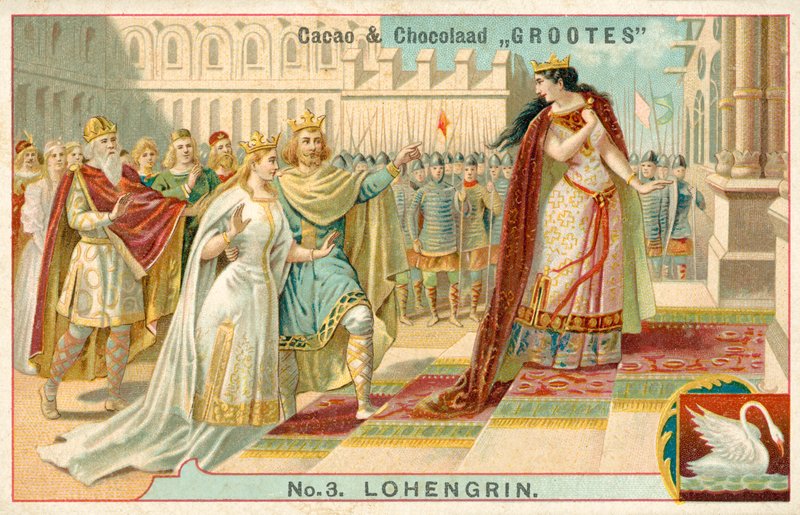Cena da ópera Lohengrin (chromolitho) de Richard Wagner de French School