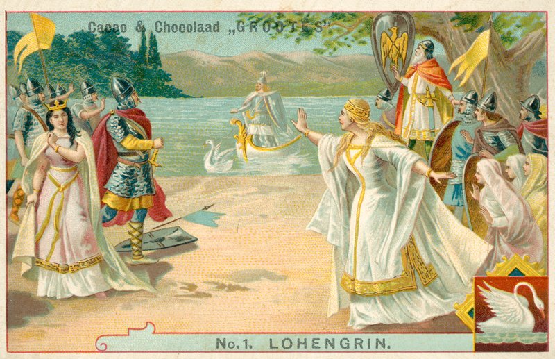 Cena da ópera Lohengrin (chromolitho) de Richard Wagner de French School