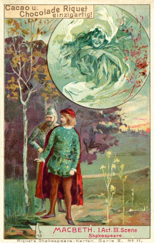 Cena da peça de Shakespeare Macbeth (chromolitho) de French School