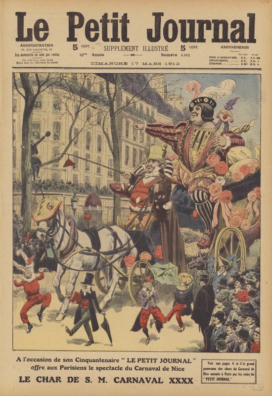 Cena do Carnaval de Nice (cor litho) de French School