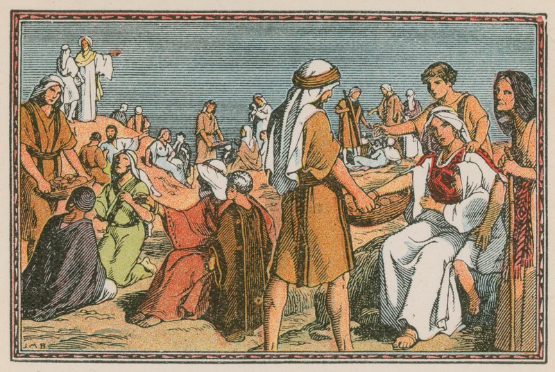 Cena da vida de Jesus (gravura colorida) de French School