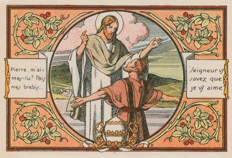 Cena da vida de Jesus (gravura colorida) de French School