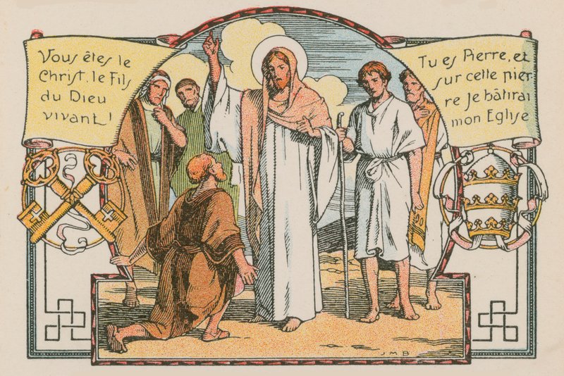 Cena da vida de Jesus (gravura colorida) de French School